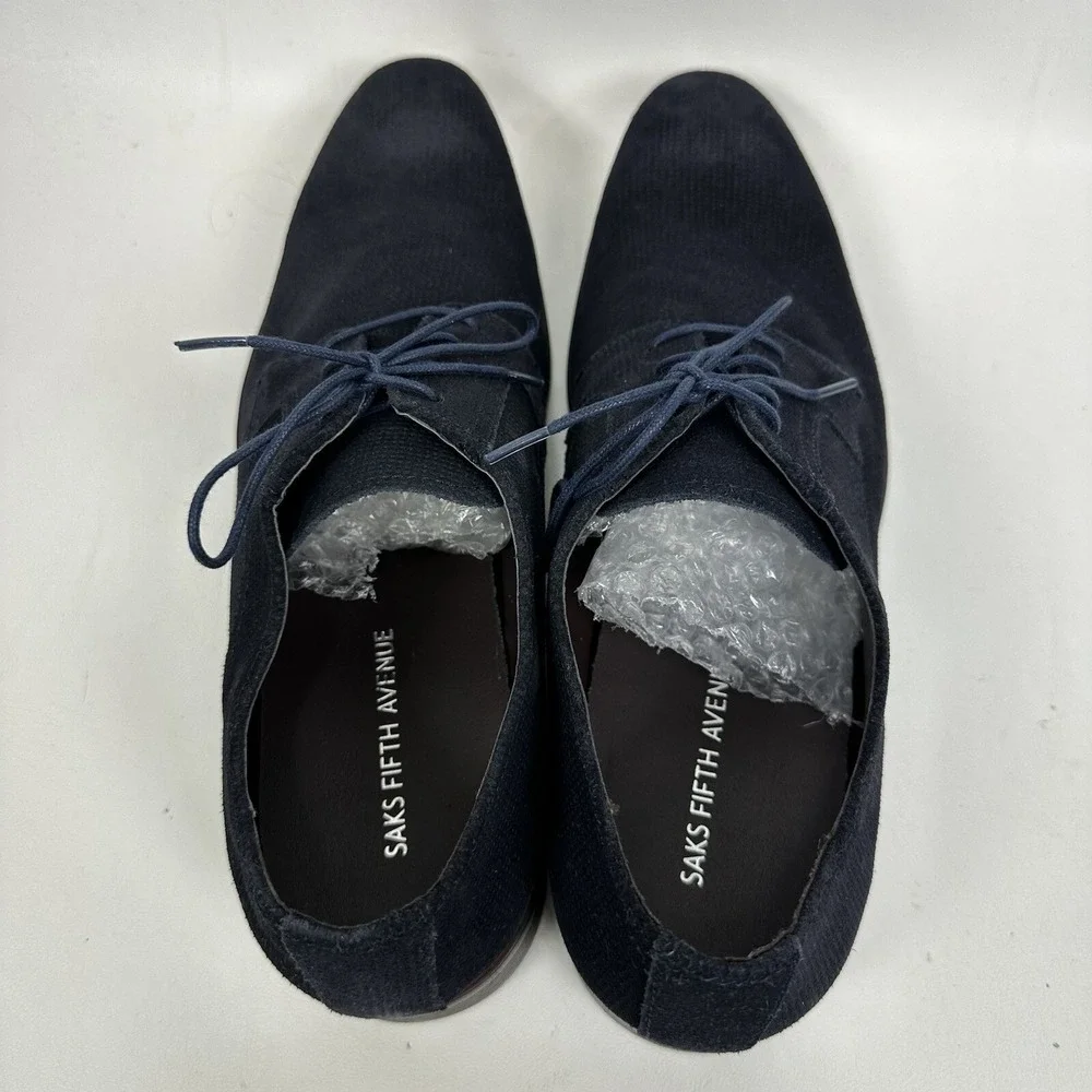 Saks Fifth Avenue Tatum‎ Oxford Leather Dress Shoes size 11 M Men Navy Blue